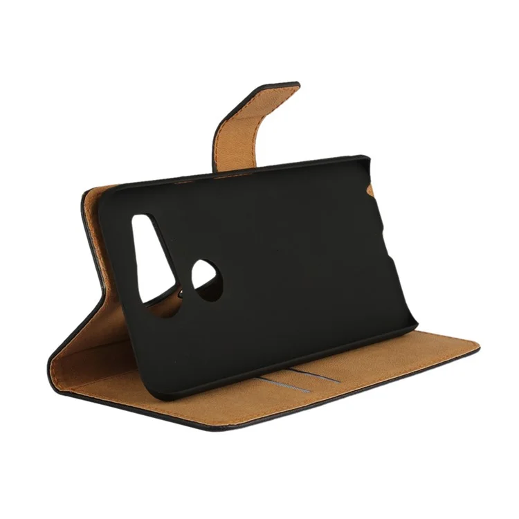 Wallet Genuine Split Leather Stand Case Cover for LG Nexus 5X - Black