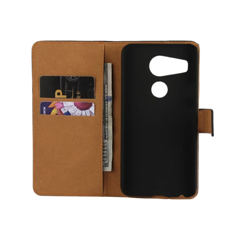 Wallet Genuine Split Leather Stand Case Cover for LG Nexus 5X - Black