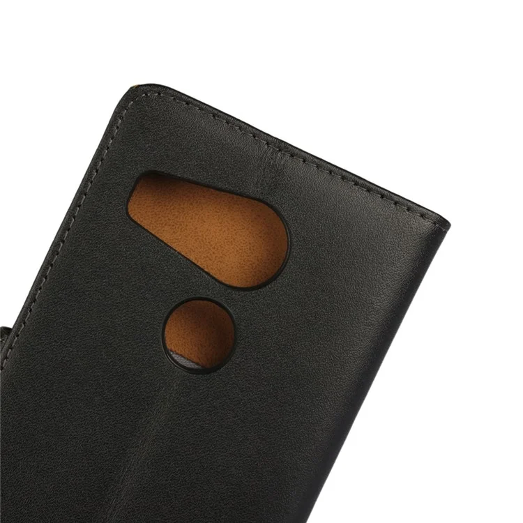 Wallet Genuine Split Leather Stand Case Cover for LG Nexus 5X - Black