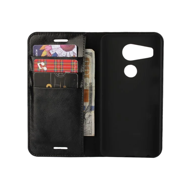 Crazy Horse Genuine Leather Case Wallet for LG Nexus 5X - Black