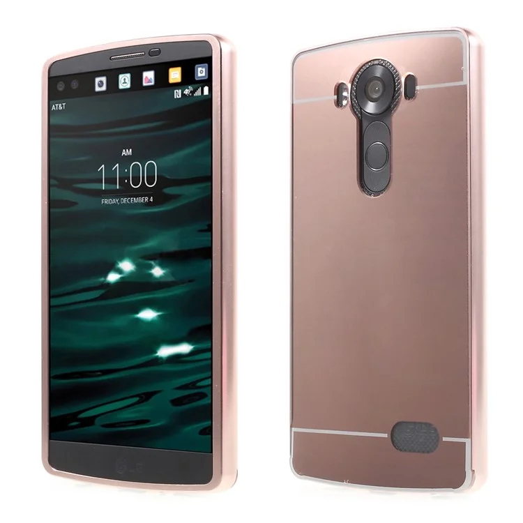 Sliding Metal Frame Plastic Shell for LG V10 H900 H901 VS990 - Rose Gold