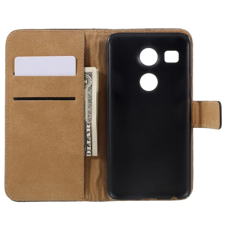 Genuine Split Leather Wallet Stand Case for LG Nexus 5X