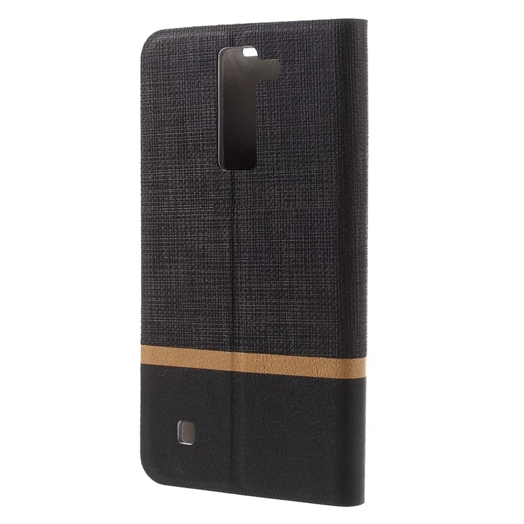 Cross Texture PU Leather Card Slot Case for LG K8 Built-in Steel Sheet - Black
