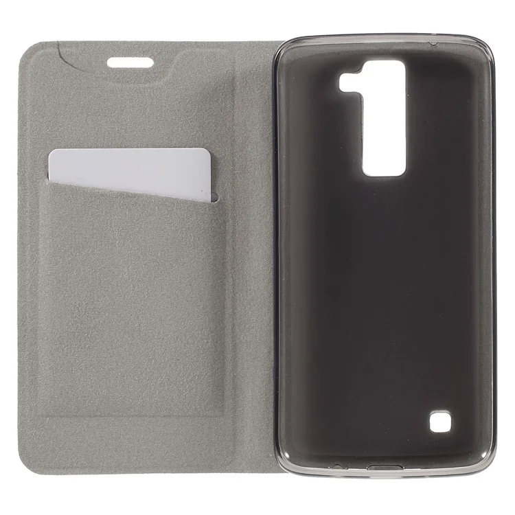 Cross Texture PU Leather Card Slot Case for LG K8 Built-in Steel Sheet - Black