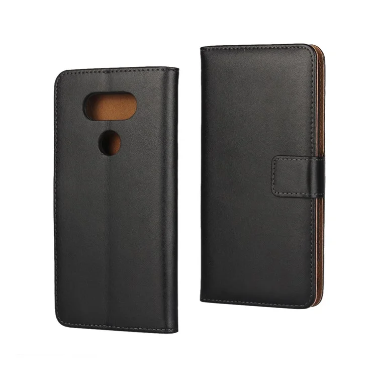 Genuine Split Leather Wallet Magnetic Flip Case for LG G5 / G5 SE - Black