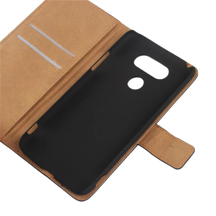 Genuine Split Leather Wallet Magnetic Flip Case for LG G5 / G5 SE - Black