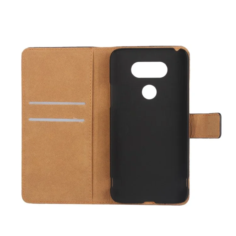 Genuine Split Leather Wallet Magnetic Flip Case for LG G5 / G5 SE - Black