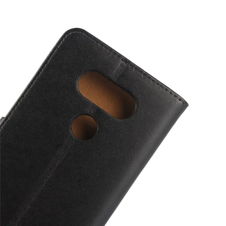 Genuine Split Leather Wallet Magnetic Flip Case for LG G5 / G5 SE - Black