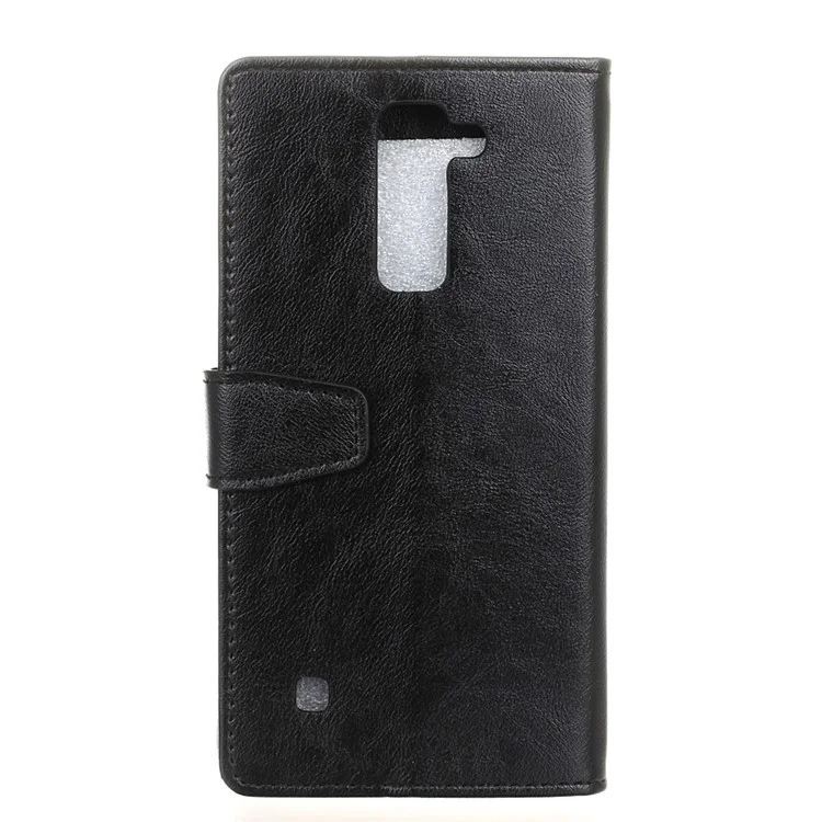 Crazy Horse Leather Case Wallet Protector for LG K8 - Black