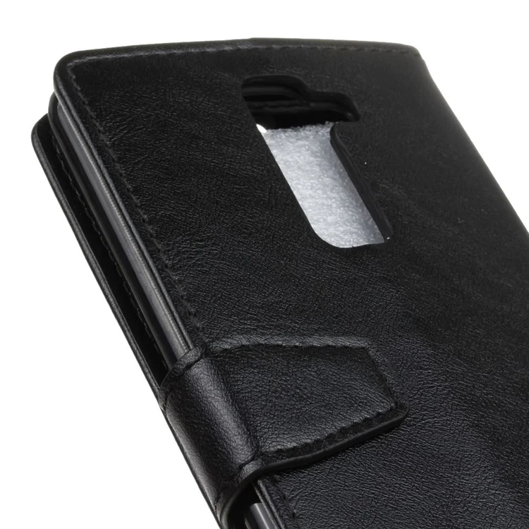 Crazy Horse Leather Case Wallet Protector for LG K8 - Black