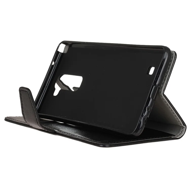 Crazy Horse Leather Case Wallet Protector for LG K8 - Black