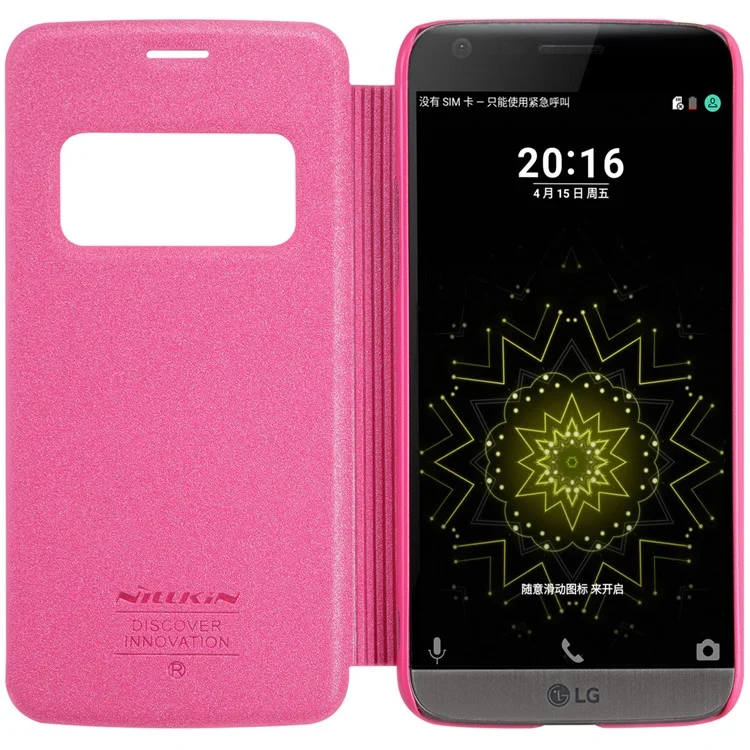 NILLKIN Sparkle Series View Window Leather Shell for LG G5/G5 SE - Red