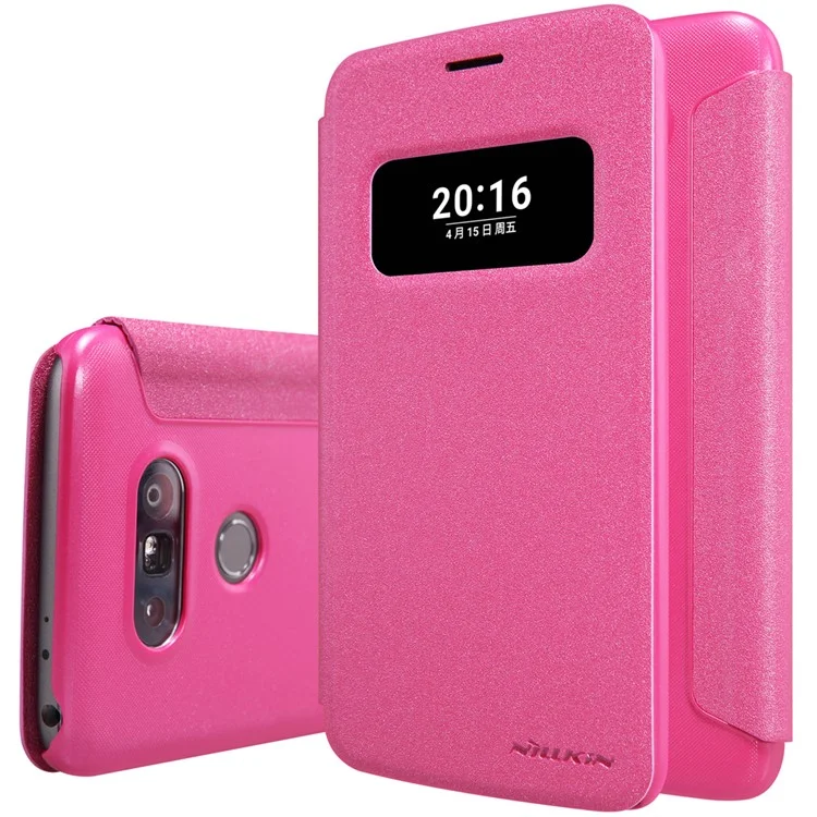 NILLKIN Sparkle Series View Window Leather Shell for LG G5/G5 SE - Red