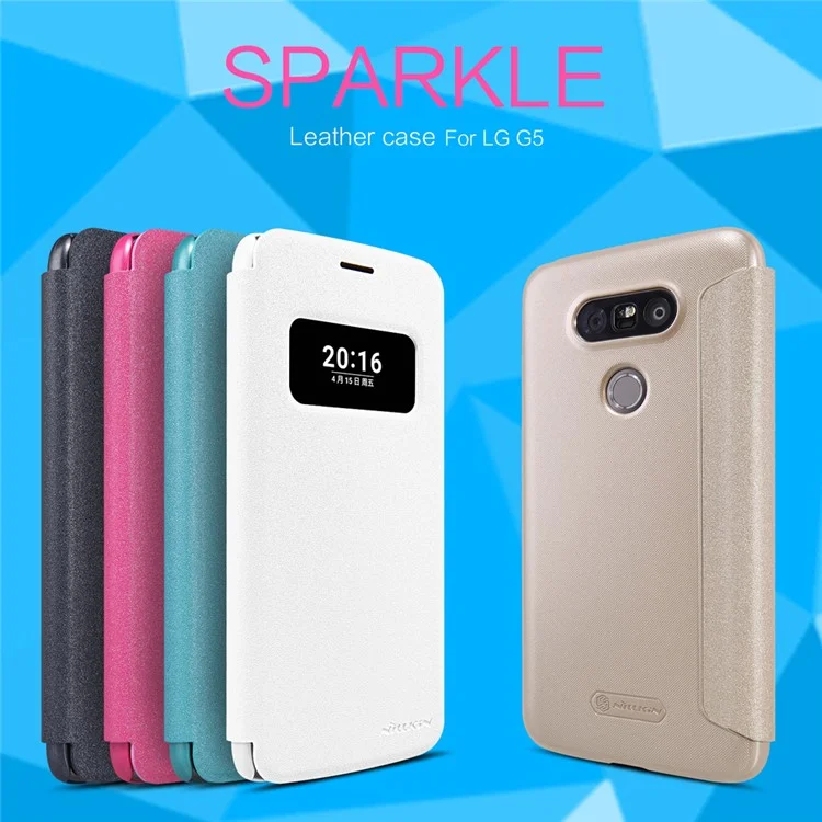 NILLKIN Sparkle Series View Window Leather Shell for LG G5/G5 SE - Red