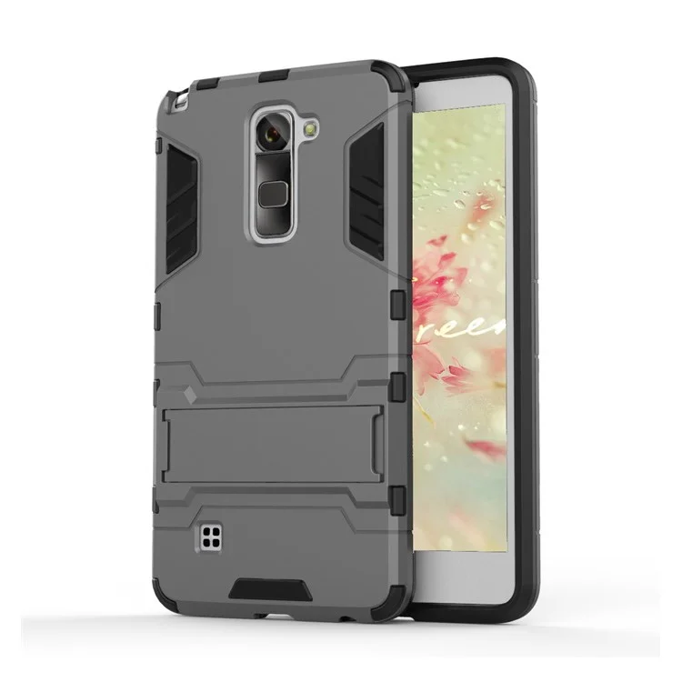 Solid PC + TPU Hybrid Case Shell with Kickstand for LG Stylus 2/LG G Stylo 2 - Grey
