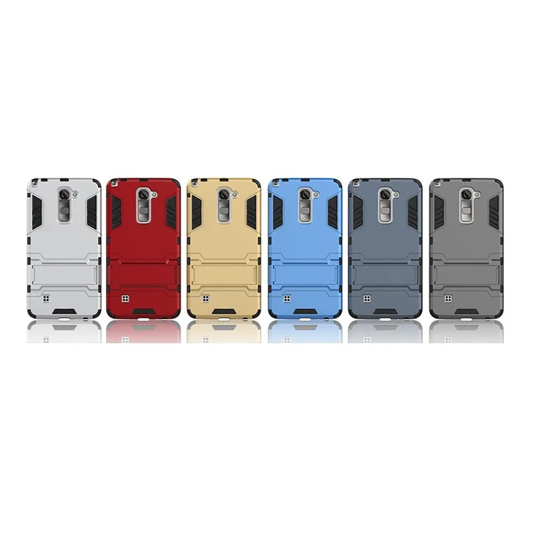 Solid PC + TPU Hybrid Case Shell with Kickstand for LG Stylus 2/LG G Stylo 2 - Grey