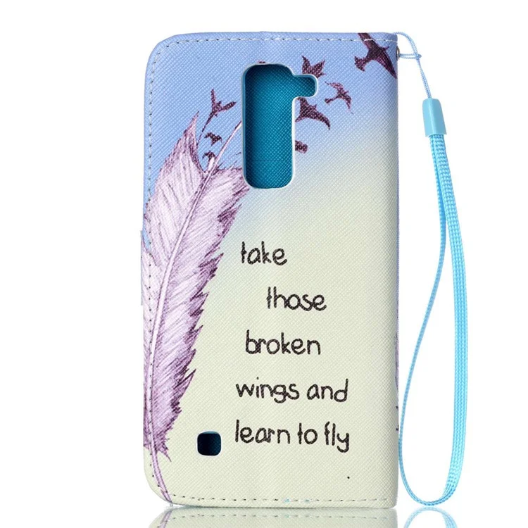 Patterned Leather Stand Phone Case for LG K8 - Black Dream Catcher