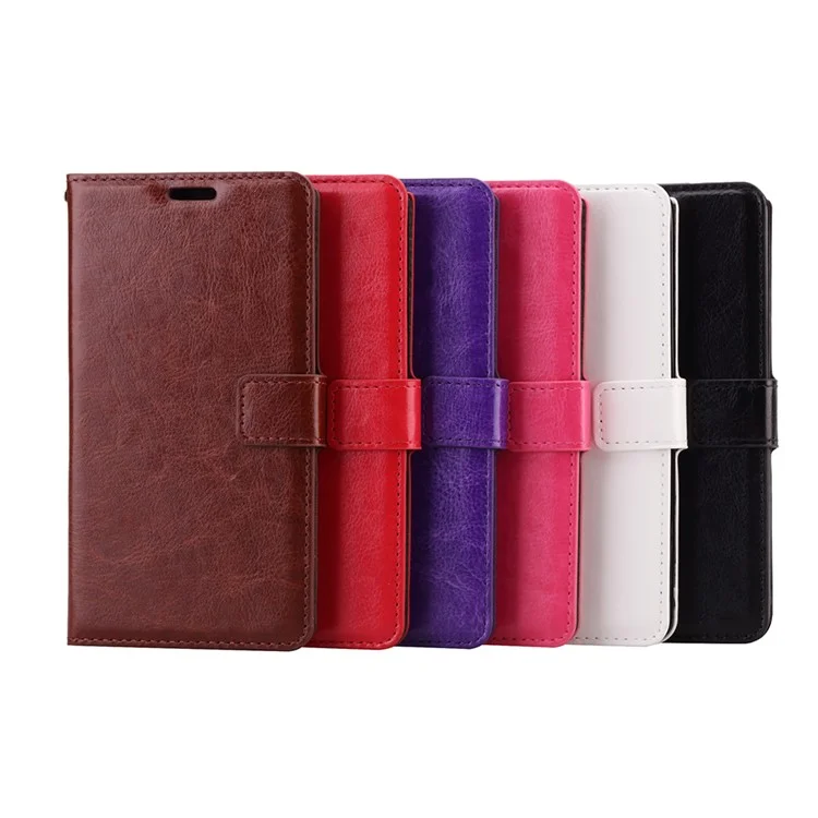 Crazy Horse Leather Wallet Case for LG Stylus 2/LG G Stylo 2 - Black