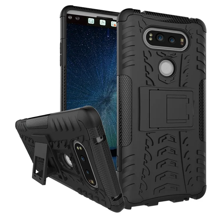 Hybrid PC + TPU Case Dual Guard with Kickstand for LG V20 - Black