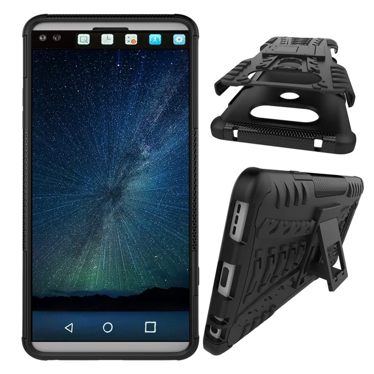 Hybrid PC + TPU Case Dual Guard with Kickstand for LG V20 - Black