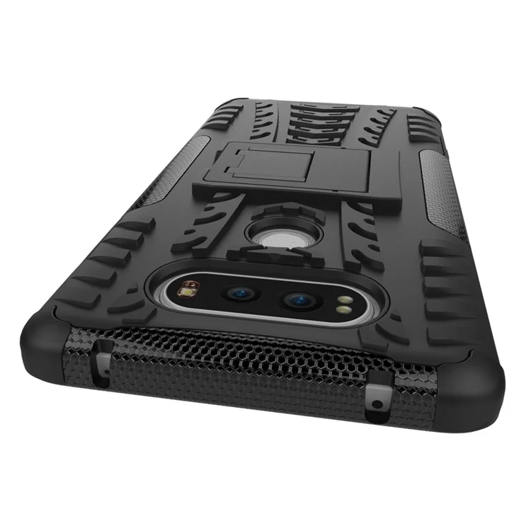 Hybrid PC + TPU Case Dual Guard with Kickstand for LG V20 - Black