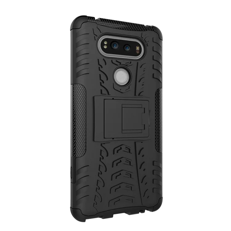 Hybrid PC + TPU Case Dual Guard with Kickstand for LG V20 - Black
