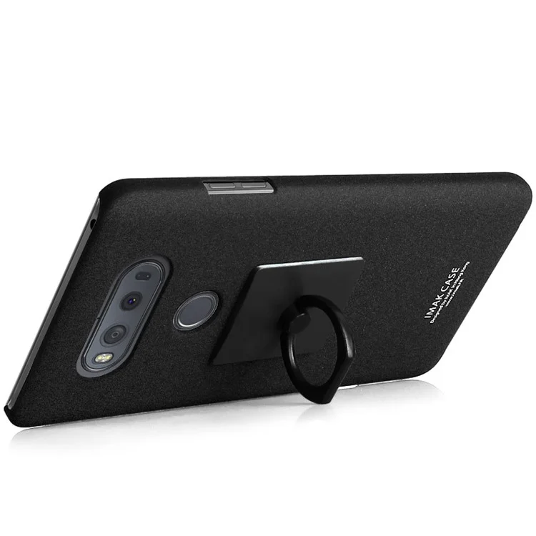 IMAK Ring Holder Kickstand Matte PC Phone Case for LG V20 - Black