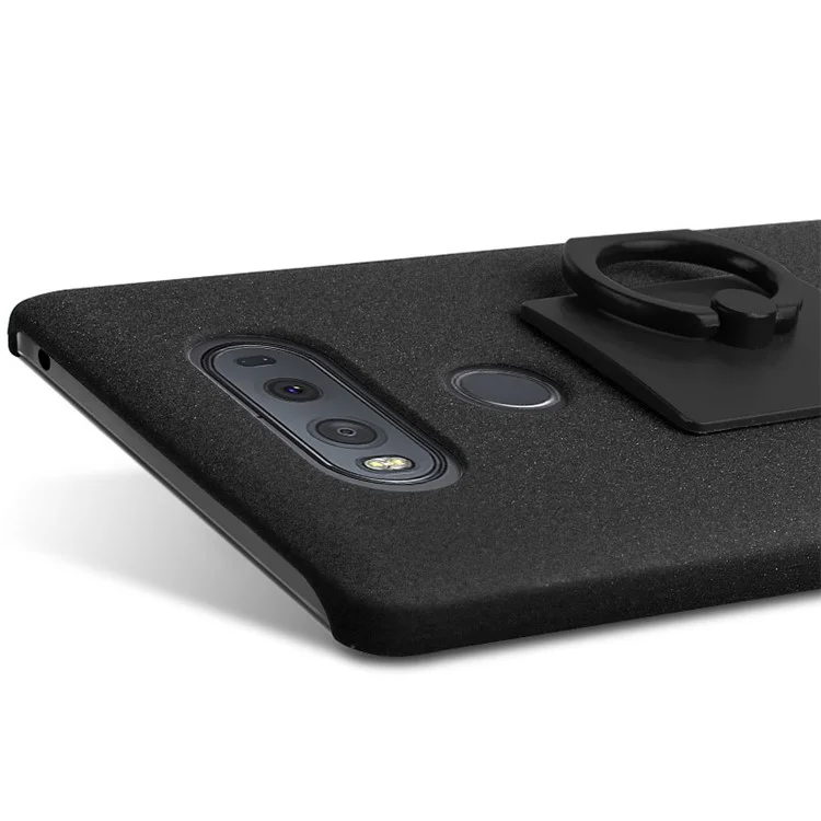 IMAK Ring Holder Kickstand Matte PC Phone Case for LG V20 - Black