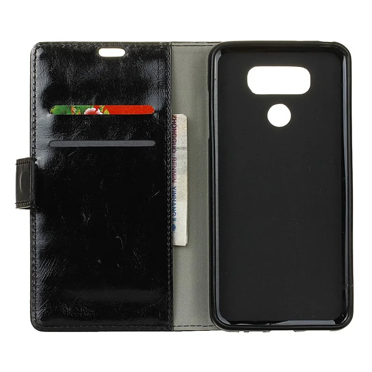 Crazy Horse Wallet Leather Stand Phone Case for LG G6 - Black