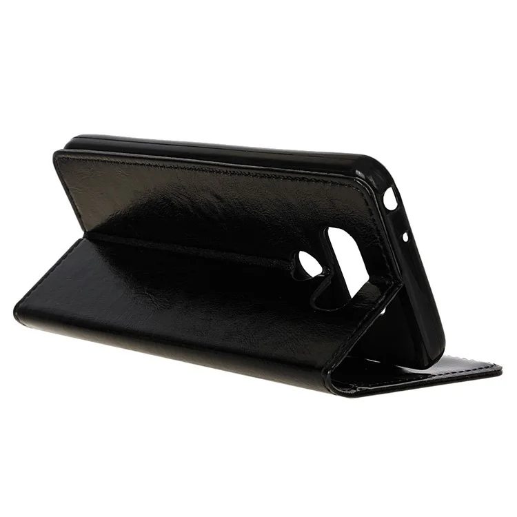 Crazy Horse Wallet Leather Stand Phone Case for LG G6 - Black