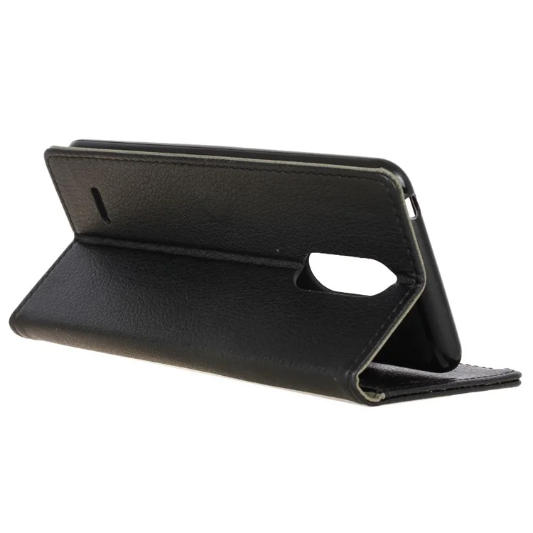 Litchi Grain PU Leather Wallet Mobile Case for LG K8 2017 EU Version - Black