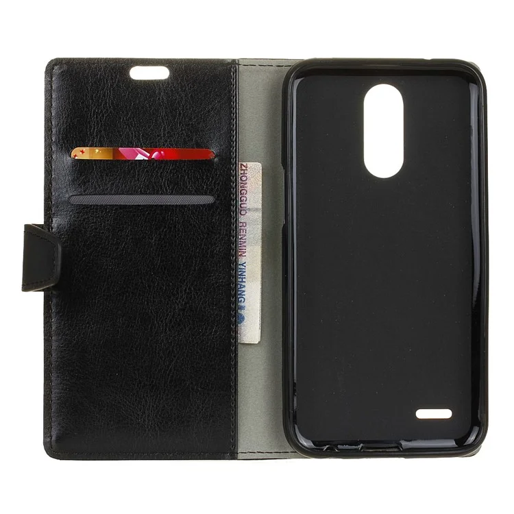 Crazy Horse Wallet Leather Stand Case for LG K10 (2017) - Black