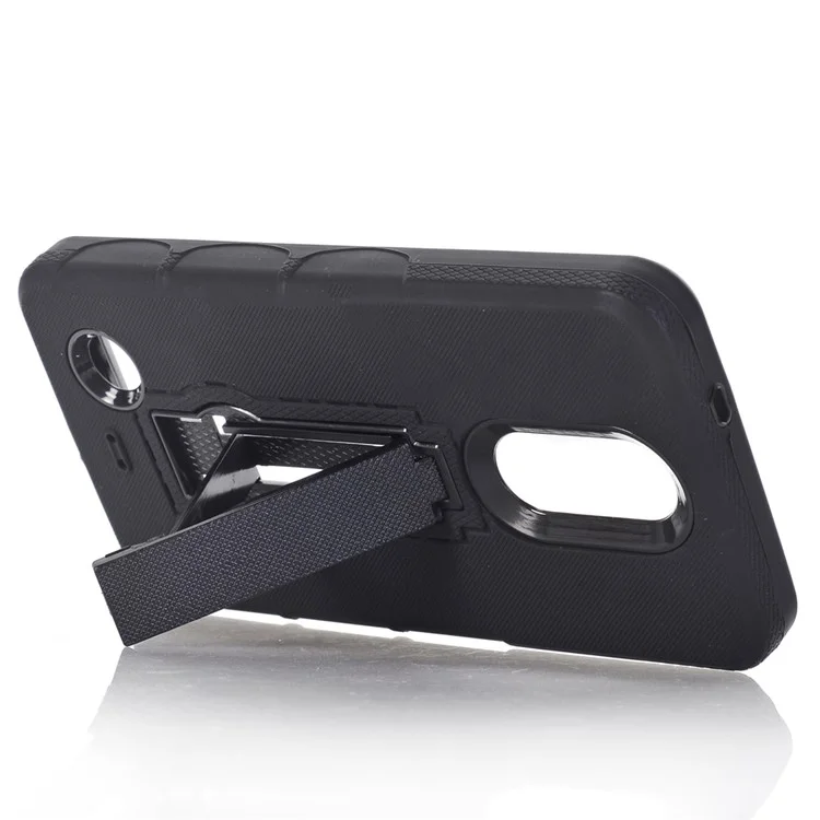 Cross Texture TPU Plastic Kickstand Case Armor Guard for LG Aristo LV3 MS210 / K8 2017 M200N - Black