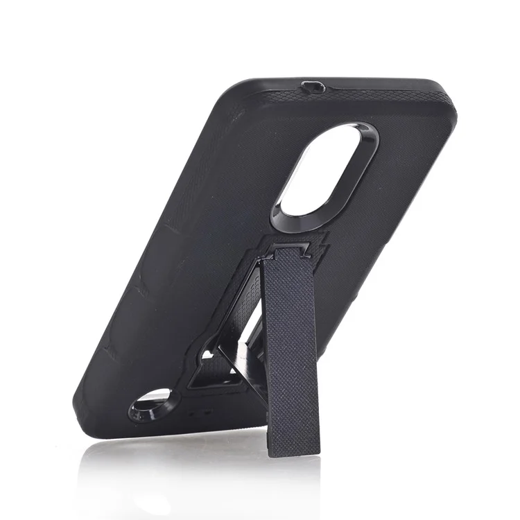 Cross Texture TPU Plastic Kickstand Case Armor Guard for LG Aristo LV3 MS210 / K8 2017 M200N - Black