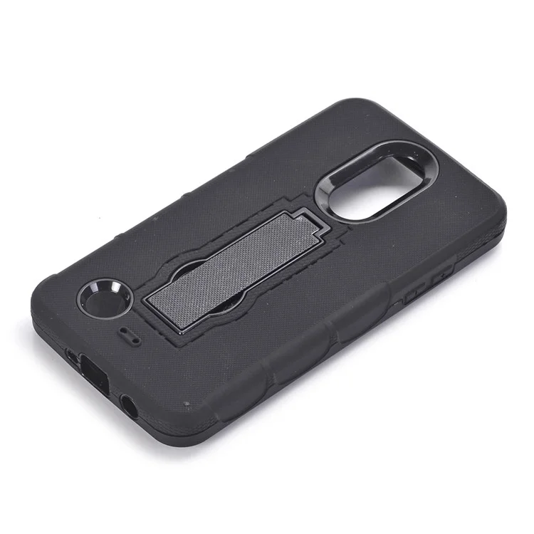 Cross Texture TPU Plastic Kickstand Case Armor Guard for LG Aristo LV3 MS210 / K8 2017 M200N - Black