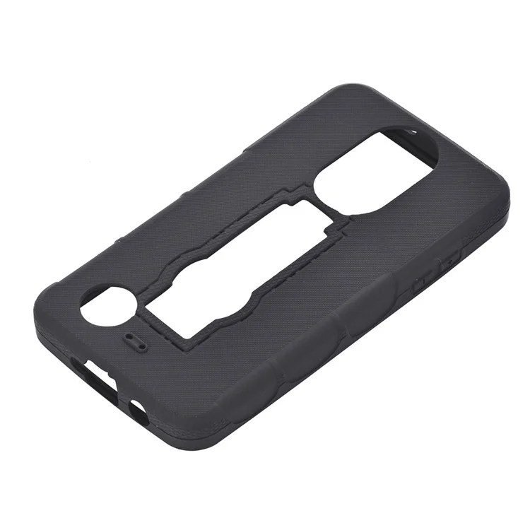 Cross Texture TPU Plastic Kickstand Case Armor Guard for LG Aristo LV3 MS210 / K8 2017 M200N - Black