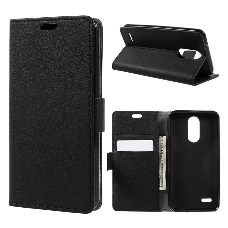For LG K4 (2017) EU Version Flip Stand Wallet PU Leather Case Accessory - Black