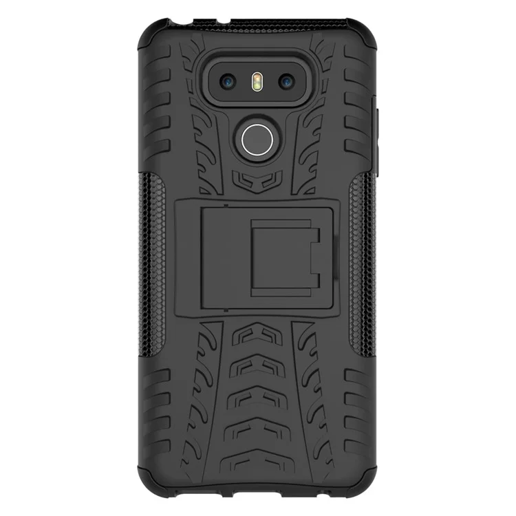 Tyre Pattern Kickstand 2-In-1 Cell Phone Case PC + TPU for LG G6 - Black