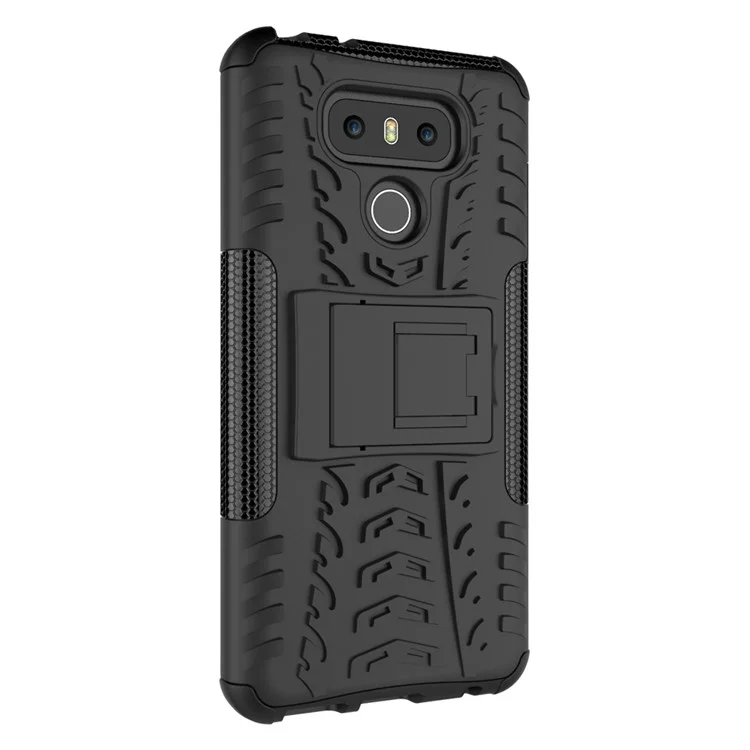 Tyre Pattern Kickstand 2-In-1 Cell Phone Case PC + TPU for LG G6 - Black