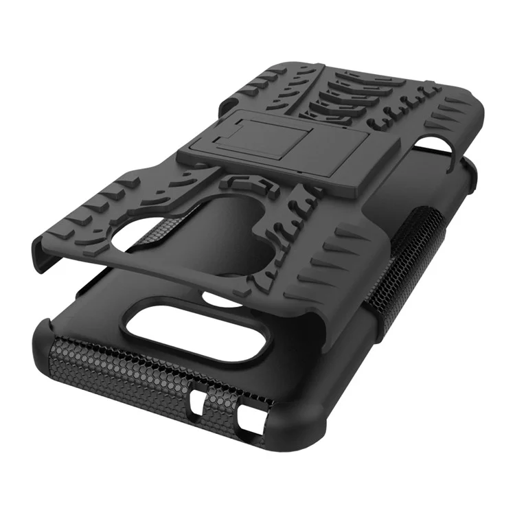Tyre Pattern Kickstand 2-In-1 Cell Phone Case PC + TPU for LG G6 - Black