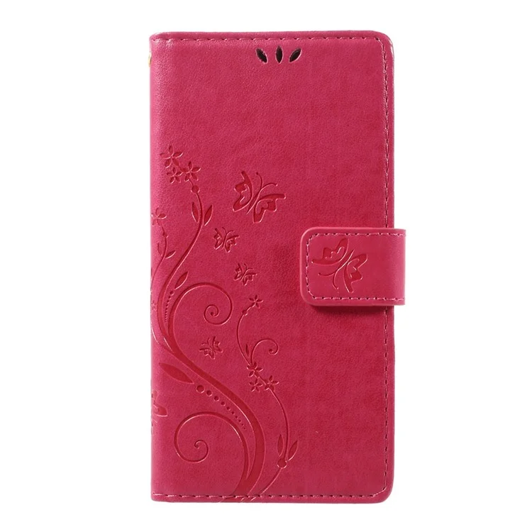 Imprinted Butterfly Flowers Leather Card Holder Case for LG G6 - Rose