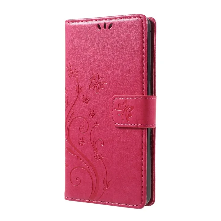 Imprinted Butterfly Flowers Leather Card Holder Case for LG G6 - Rose