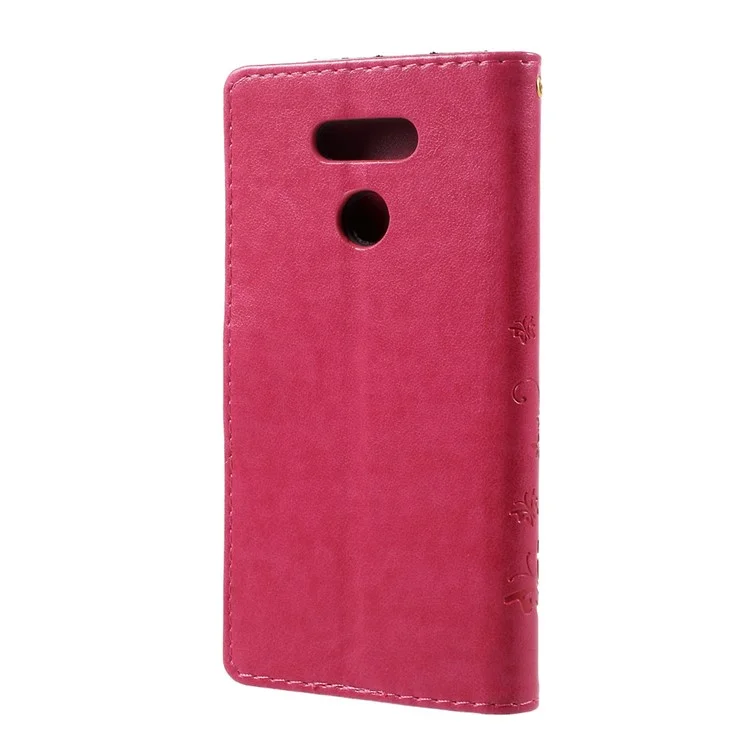 Imprinted Butterfly Flowers Leather Card Holder Case for LG G6 - Rose