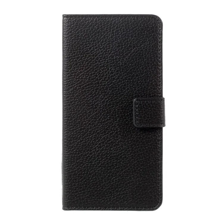Litchi Skin Leather Wallet Stand Cell Phone Case for LG K10 (2017) - Black