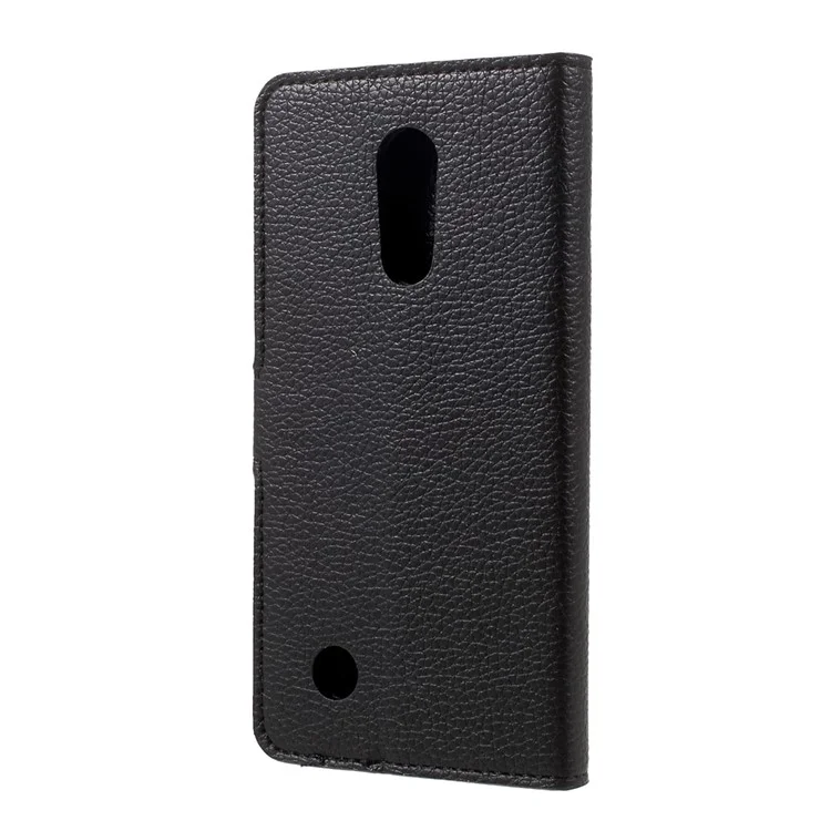 Litchi Skin Leather Wallet Stand Cell Phone Case for LG K10 (2017) - Black