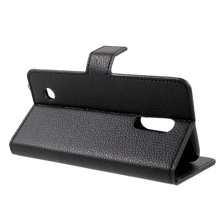 Litchi Skin Leather Wallet Stand Cell Phone Case for LG K10 (2017) - Black