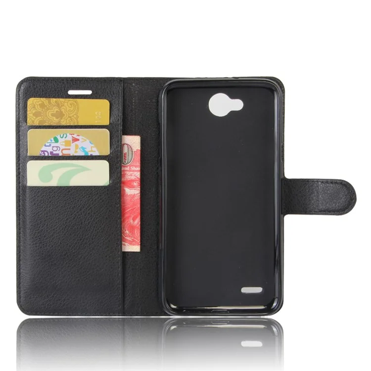 Litchi Texture Wallet Stand Leather Mobile Phone Case for LG X Power 2 - Black