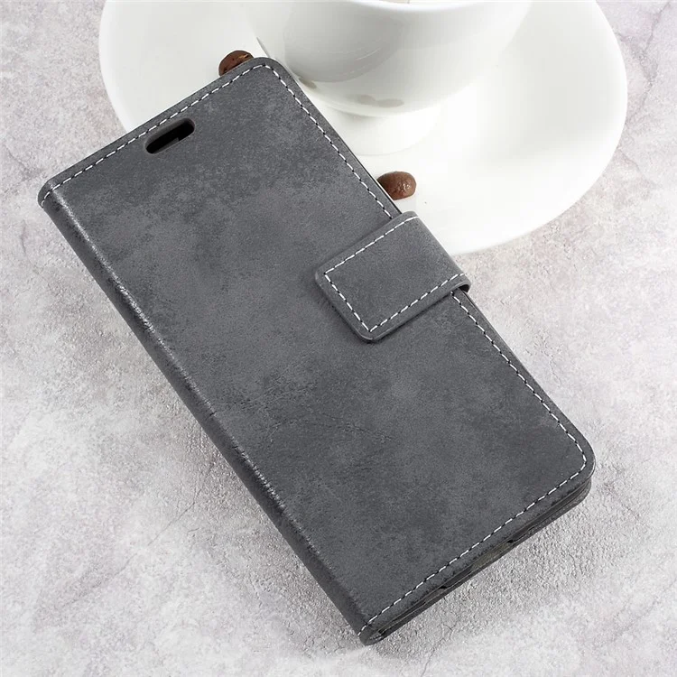 Retro Style Leather Wallet Mobile Phone Case for LG K4 (2017) EU Version - Grey