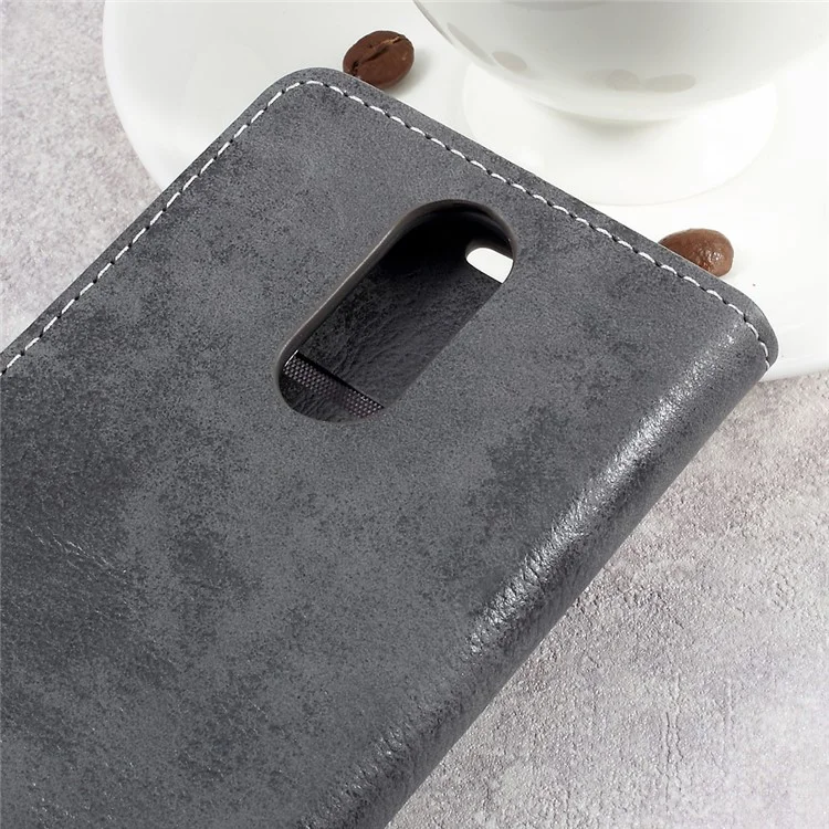 Retro Style Leather Wallet Mobile Phone Case for LG K4 (2017) EU Version - Grey