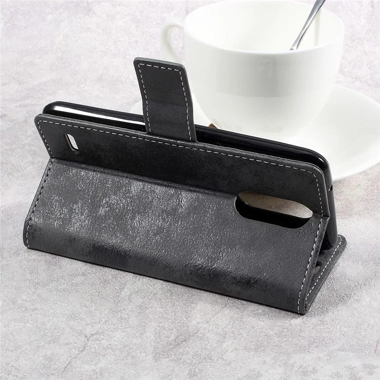 Retro Style Leather Wallet Mobile Phone Case for LG K4 (2017) EU Version - Grey